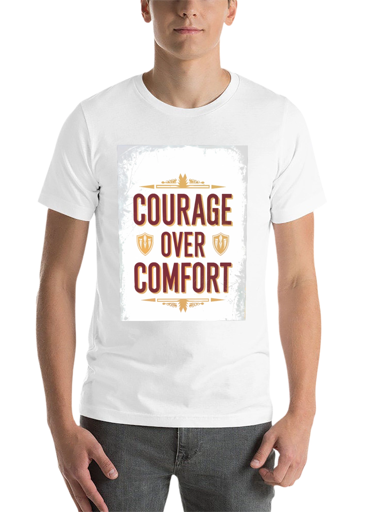 Black Courage Over Comfort Graphic Tee - Motivational Design view 14