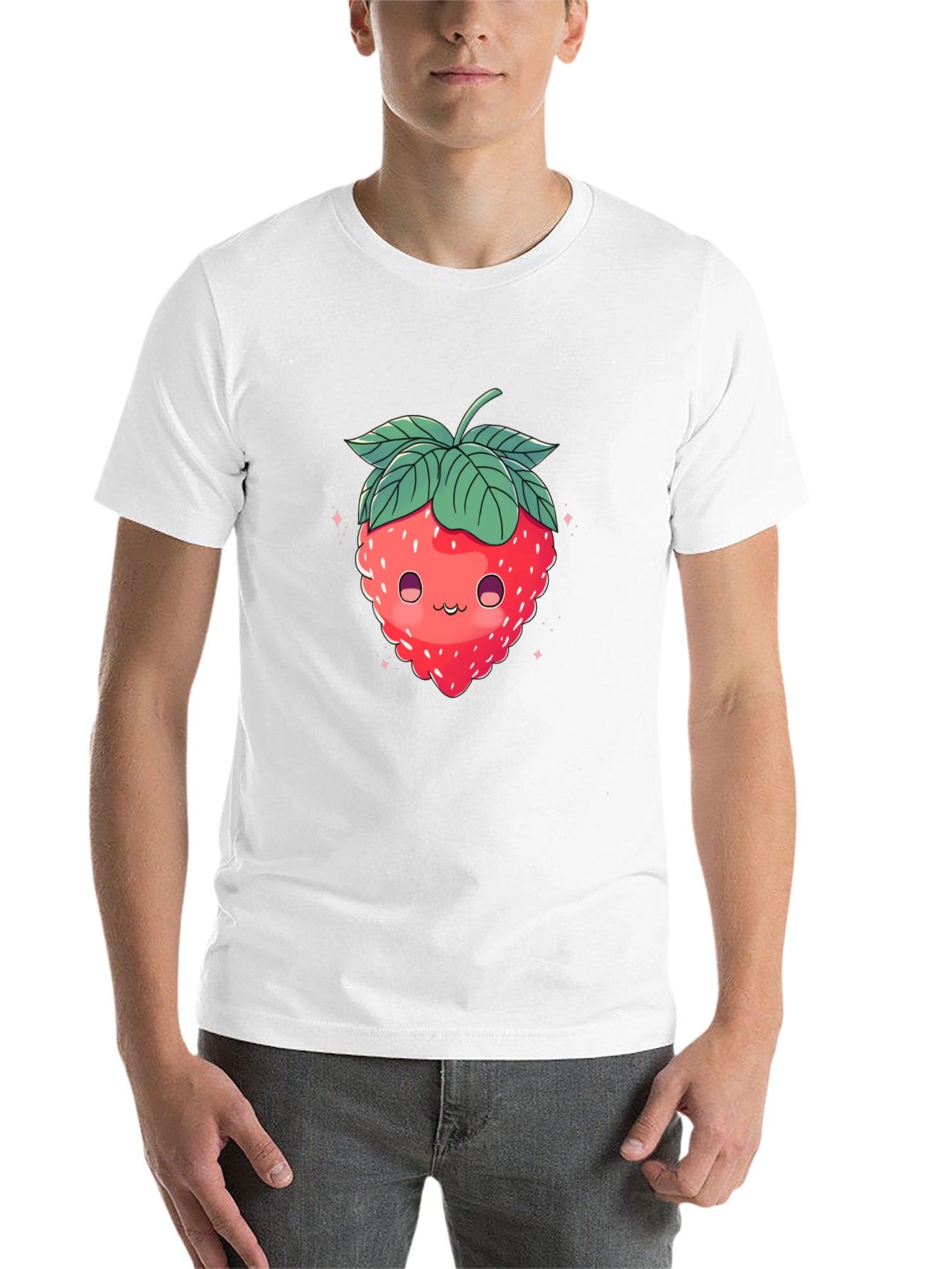 Black Cute Strawberry Graphic Black T-Shirt view 14
