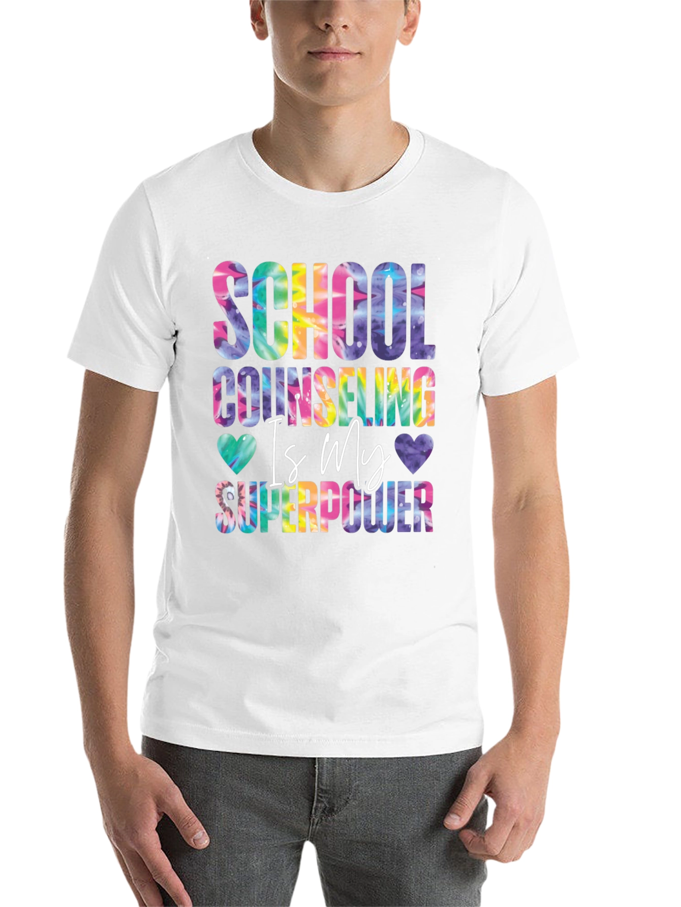 Black School Counselor Superpower Tie Dye Graphic Tee view 14