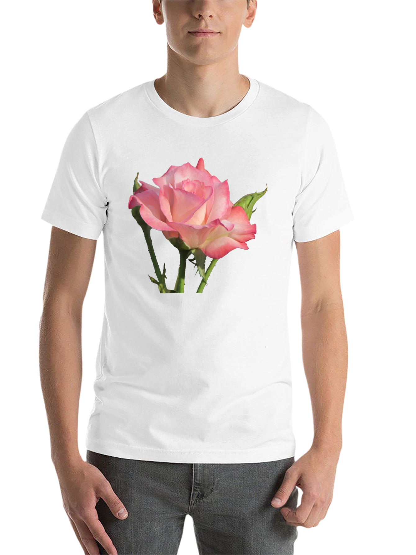 Black Pink Rose Graphic Black T-Shirt view 14