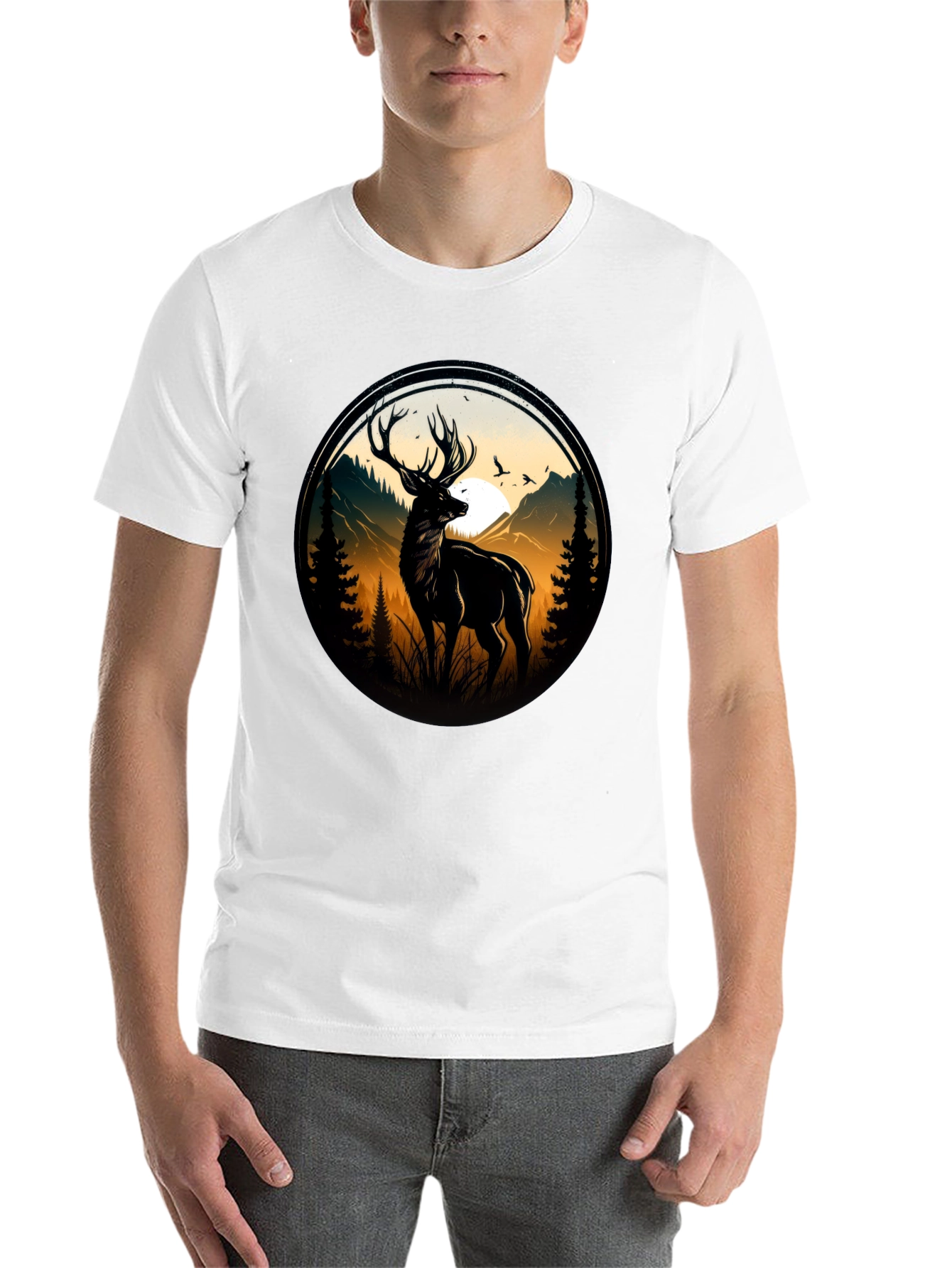 Black Deer Silhouette Graphic Tee - Black view 14