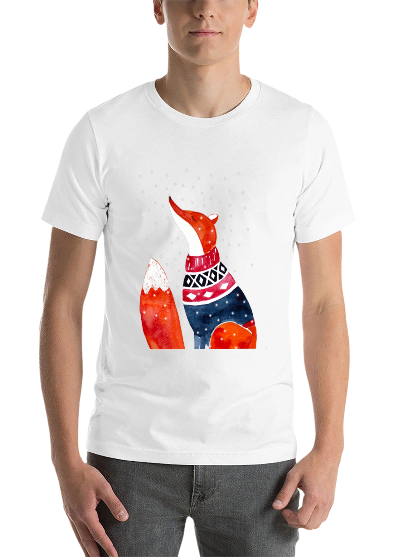 Black Fox in Sweater Graphic T-Shirt view 14