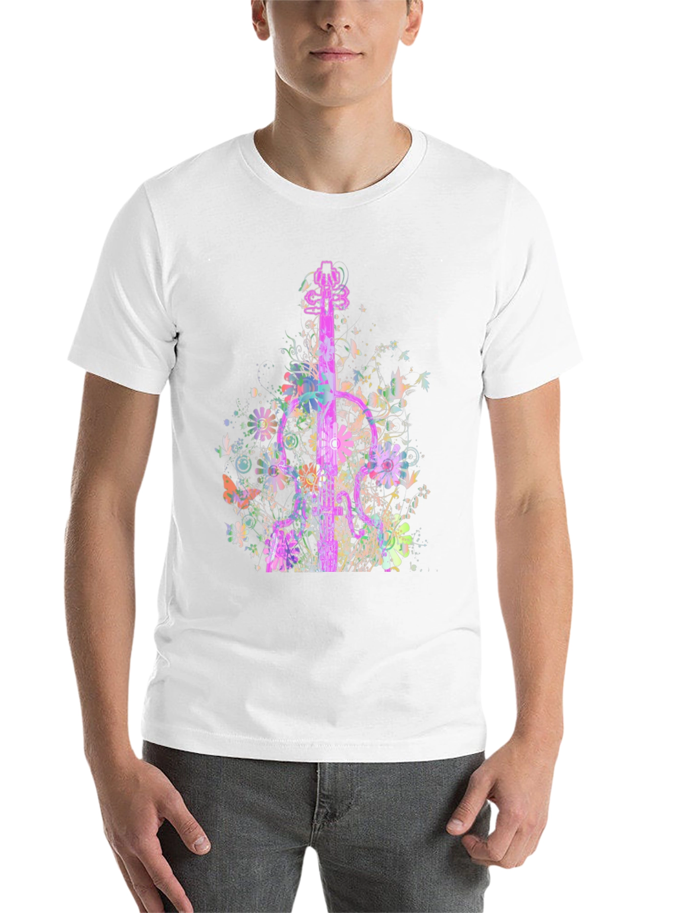 Black Floral Guitar Graphic T-Shirt view 14