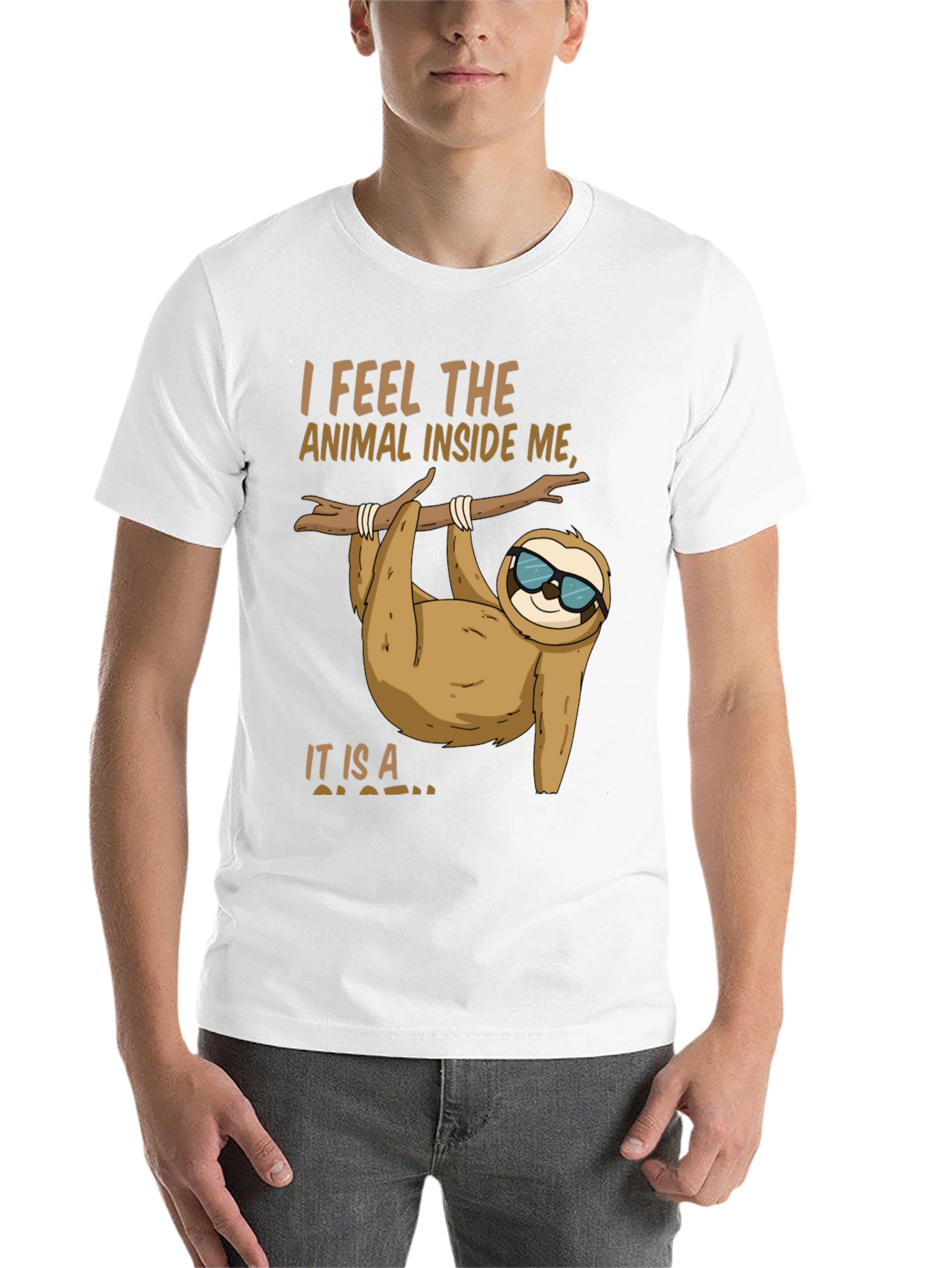 Black Funny Sloth T-Shirt - I Feel the Animal Inside Me view 14