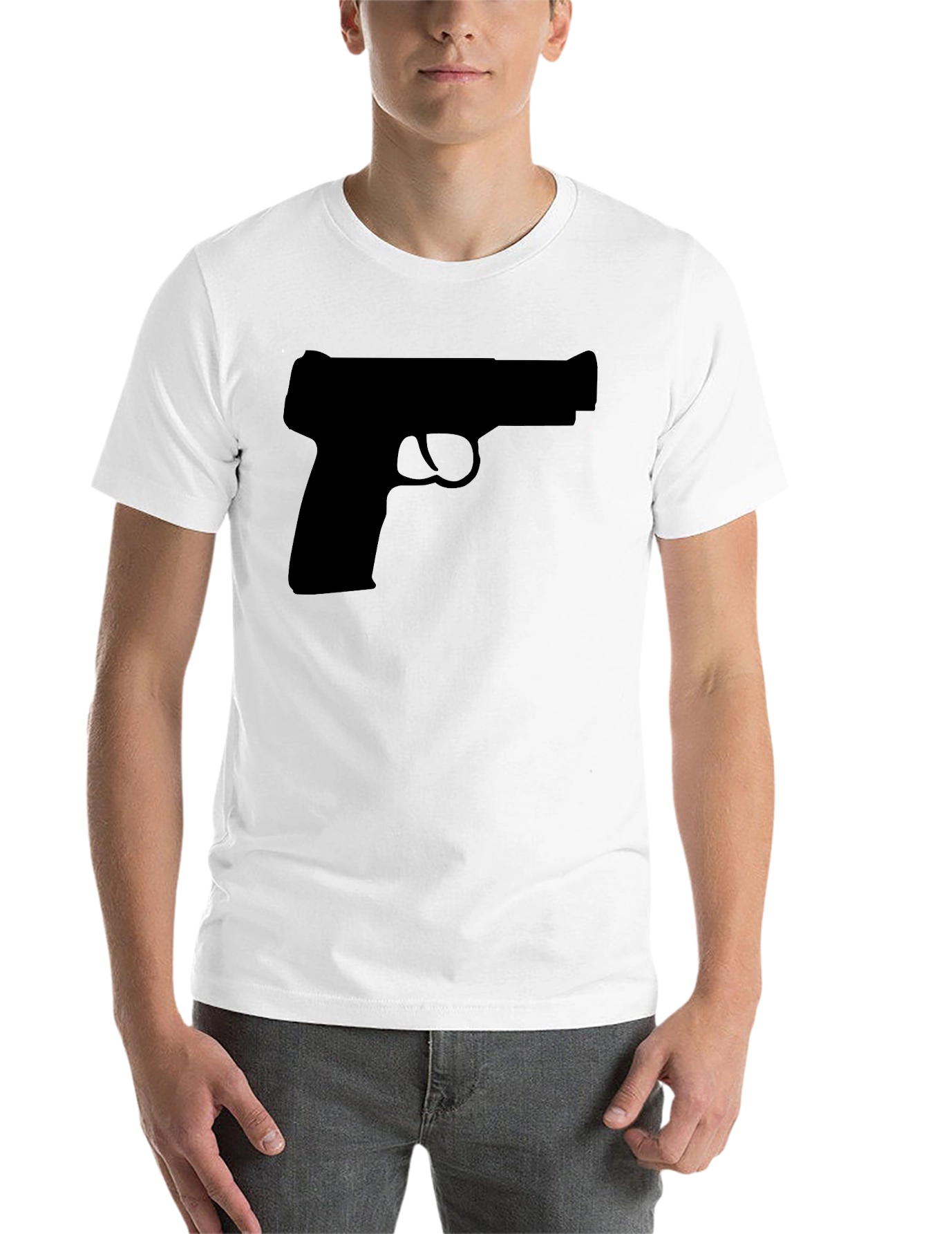 Gun Silhouette T-Shirt - Classic Black Tee - 14