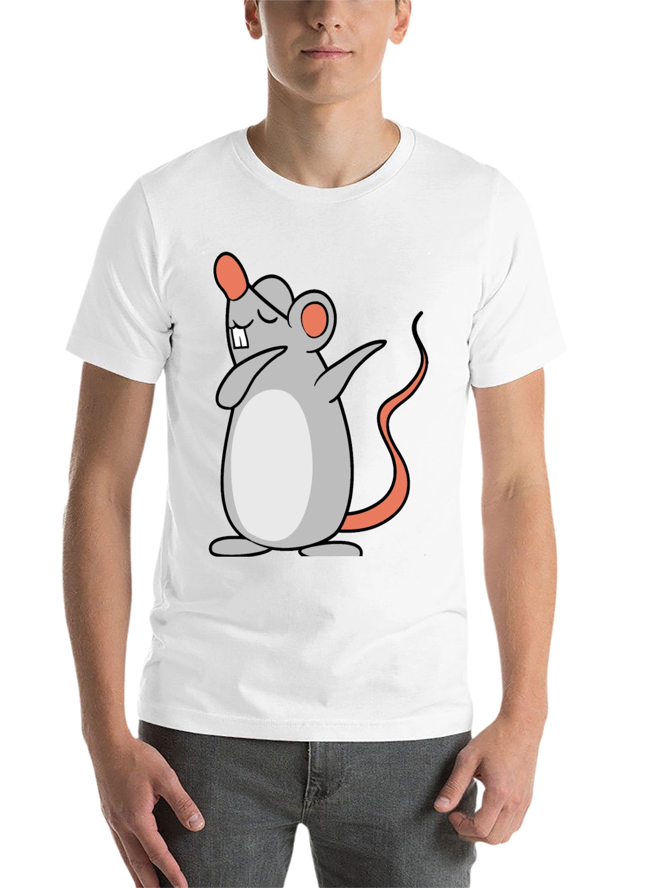 Black Dabbing Mouse Graphic Tee - Black Cotton T-Shirt view 14