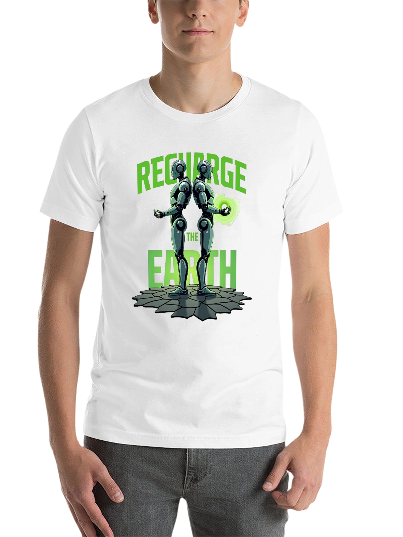 Black Recharge The Earth Graphic T-Shirt - Black view 14
