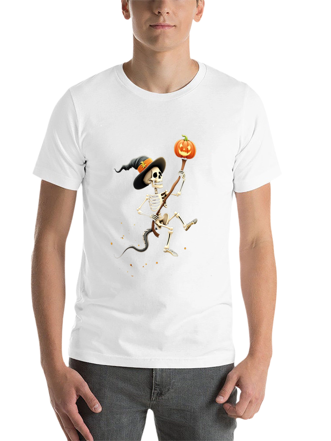 Black Spooky Skeleton Halloween T-Shirt view 14