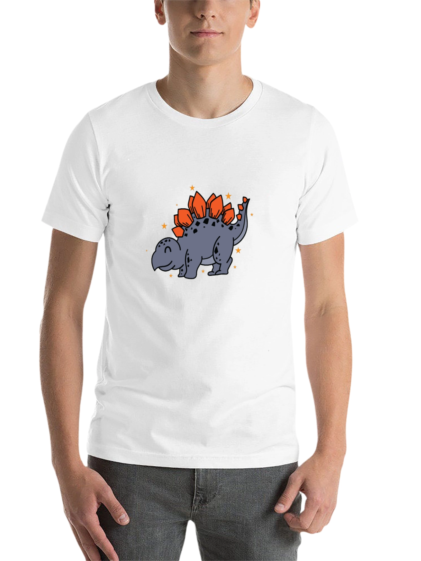 Black Cartoon Stegosaurus Graphic T-Shirt view 14