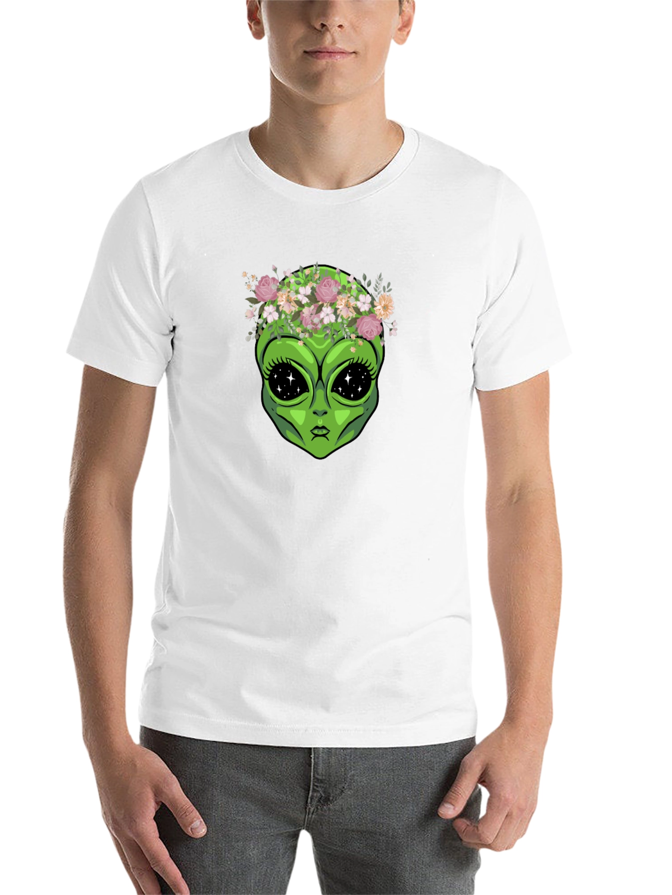 Black Alien Flower Crown Graphic Tee - Black view 14