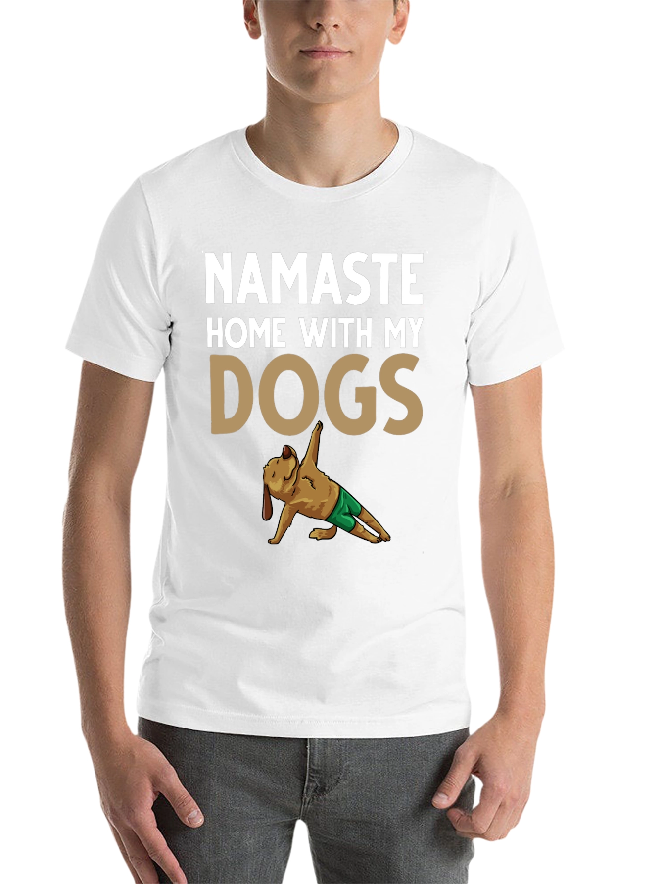 Black Namaste Home With My Dogs Graphic Tee view 14