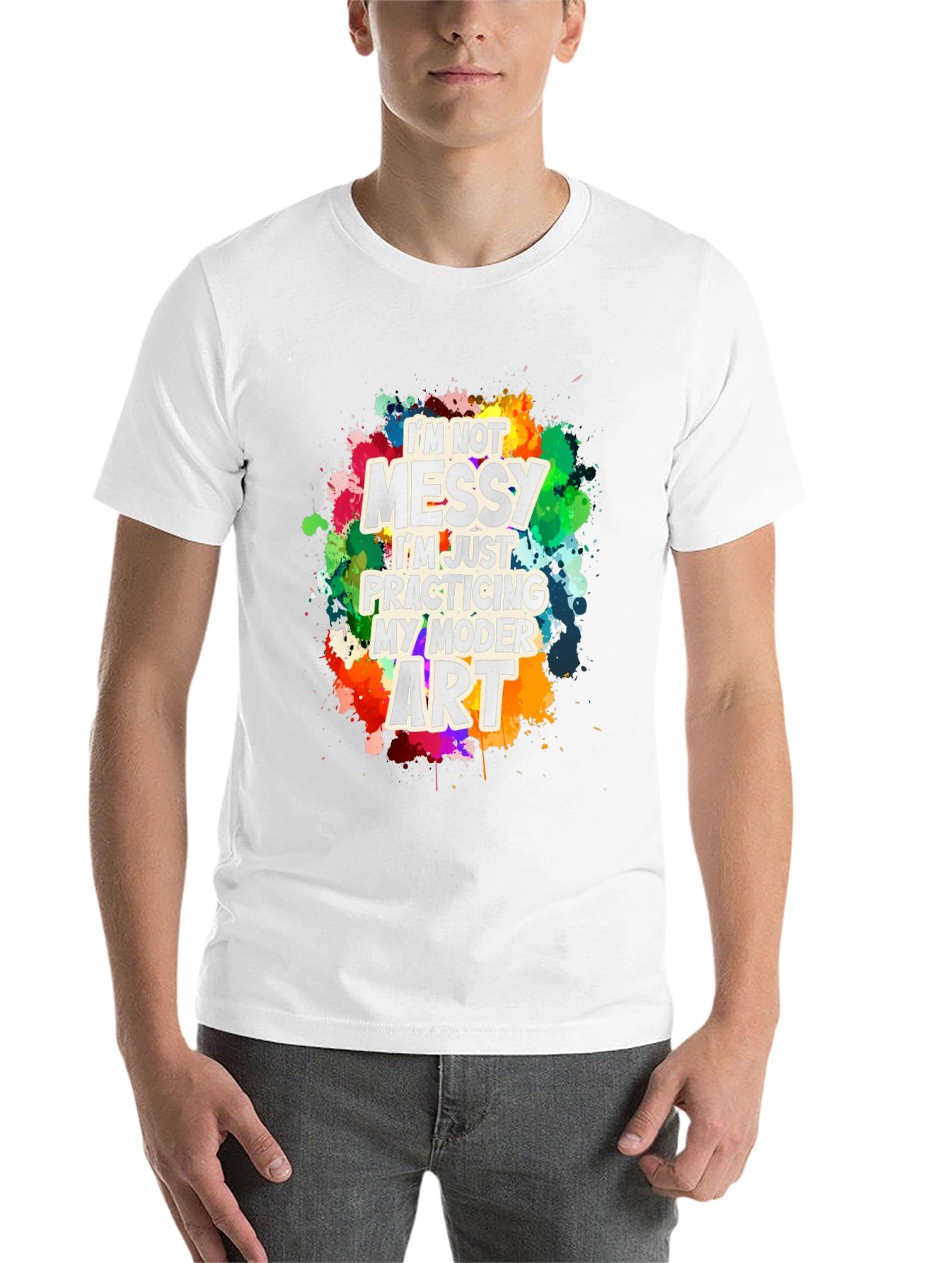 Black Funny Modern Art Messy T-Shirt view 14