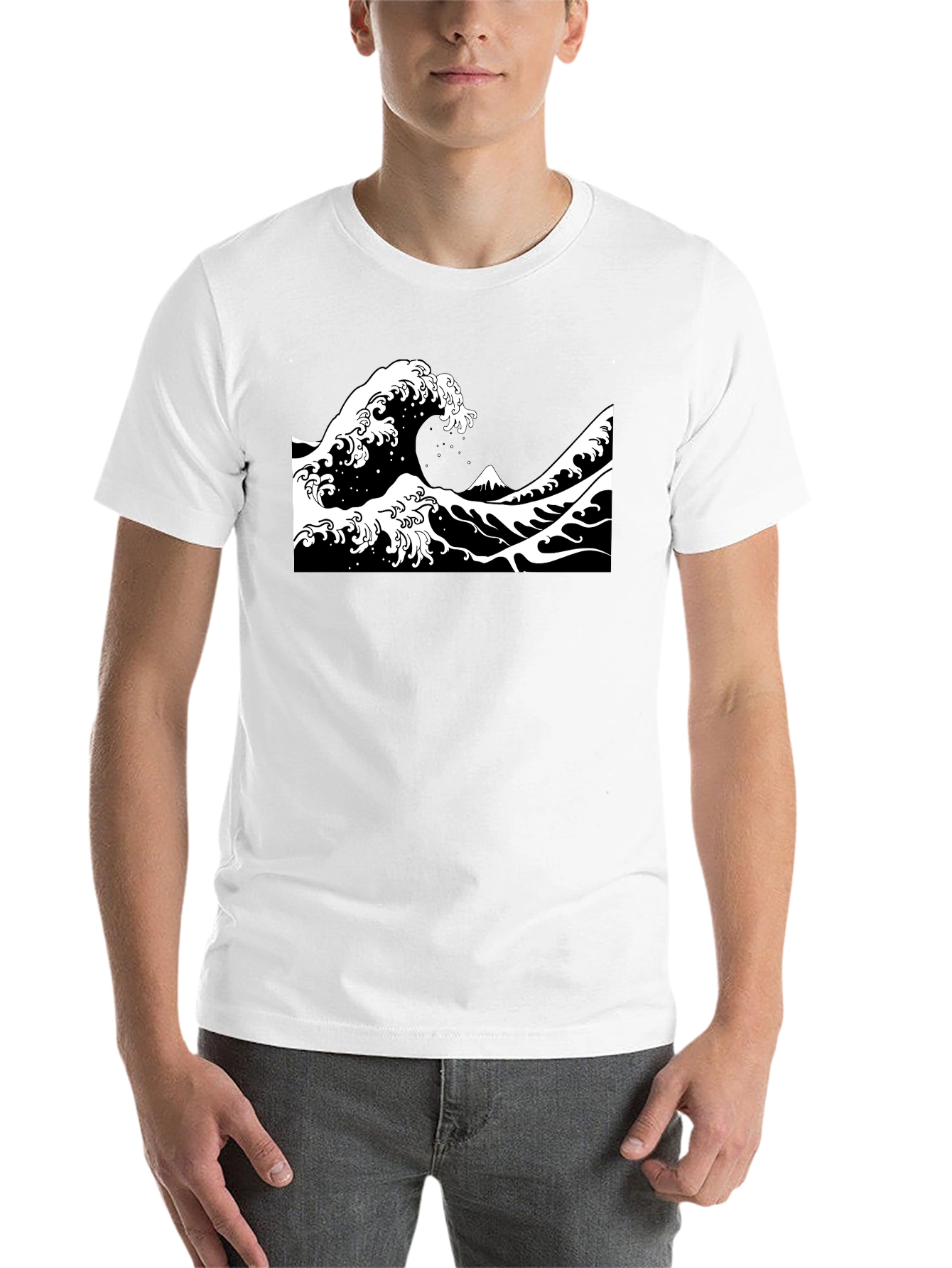 Black Great Wave Graphic Tee - Black view 14