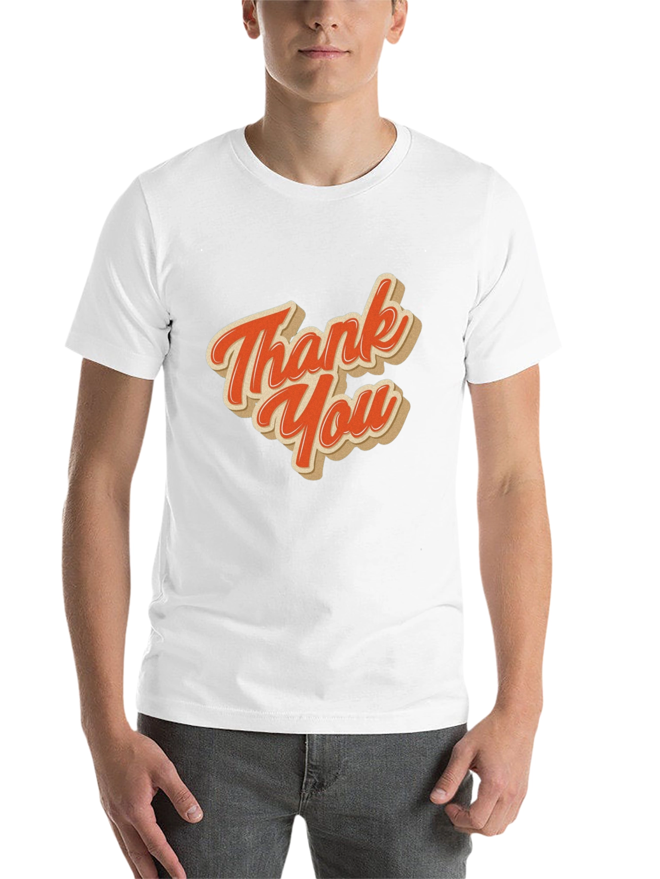 Black Retro Thank You Graphic Tee - Black Cotton Blend view 14