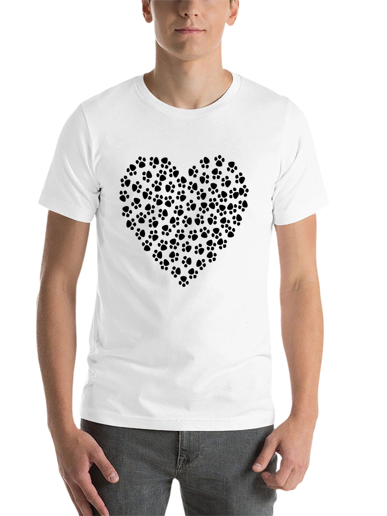 Black Paw Print Heart T-Shirt - Black view 14