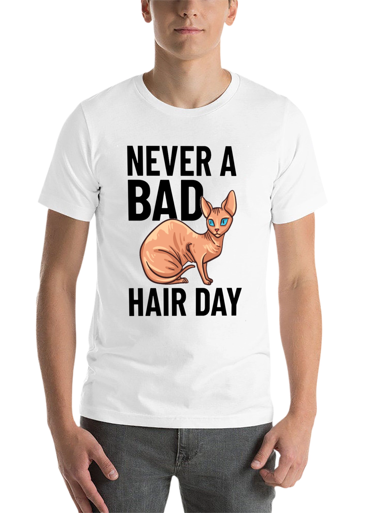 Black Never a Bad Hair Day Cat T-Shirt view 14