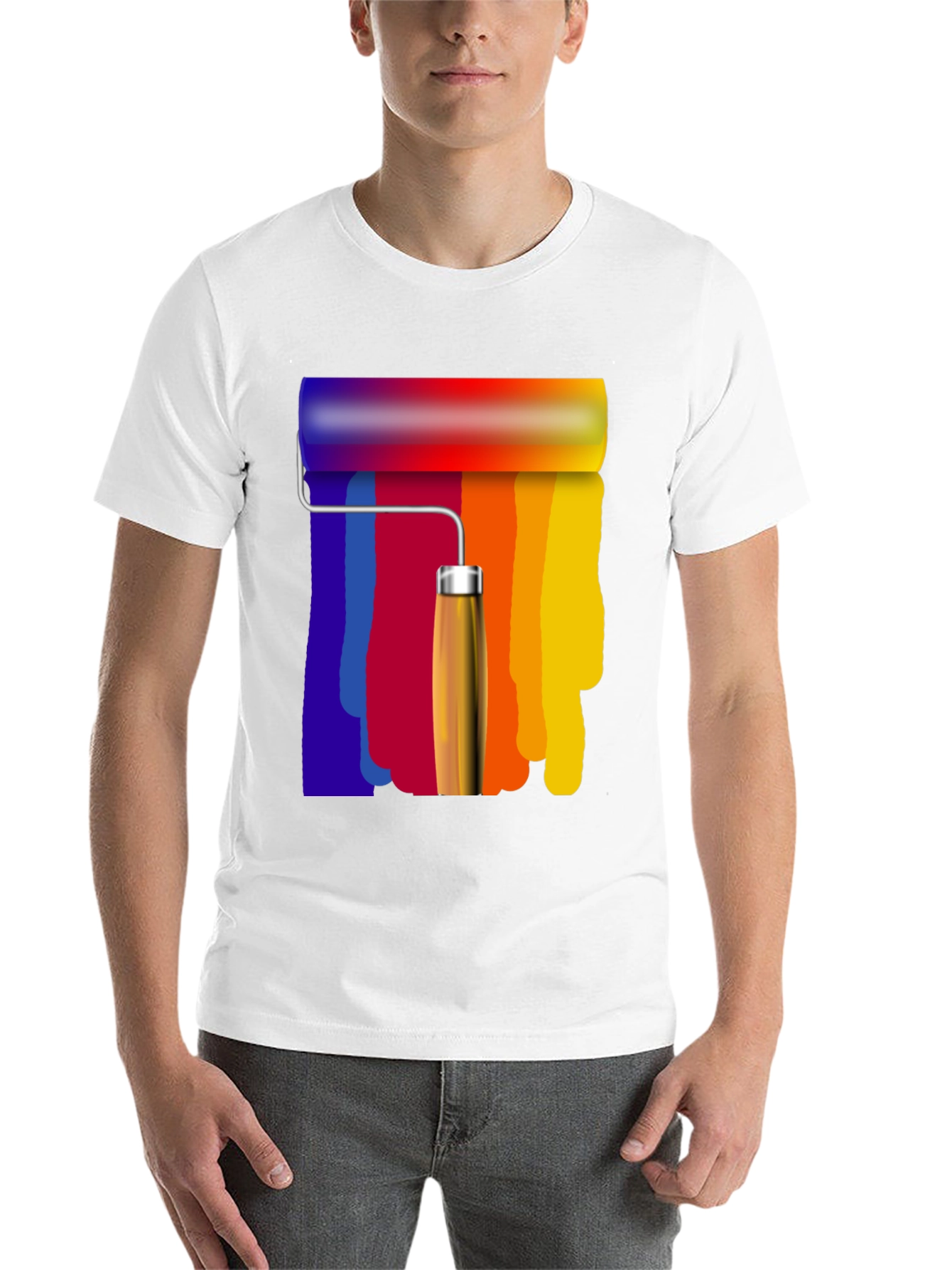 Black Colorful Paint Roller Graphic Tee - Artistic Design view 14