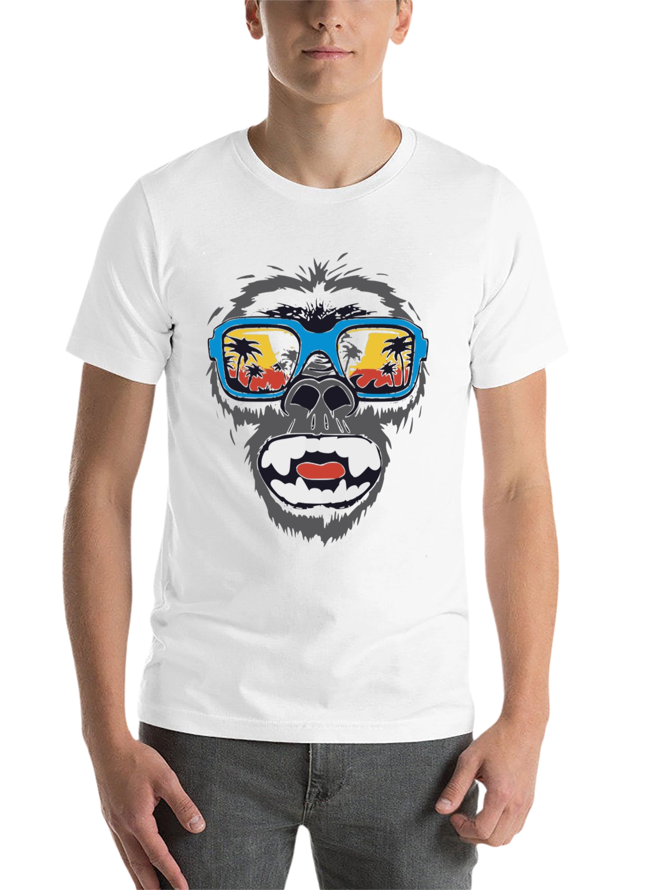 Black Cool Gorilla Beach T-Shirt - Summer Vibes view 14