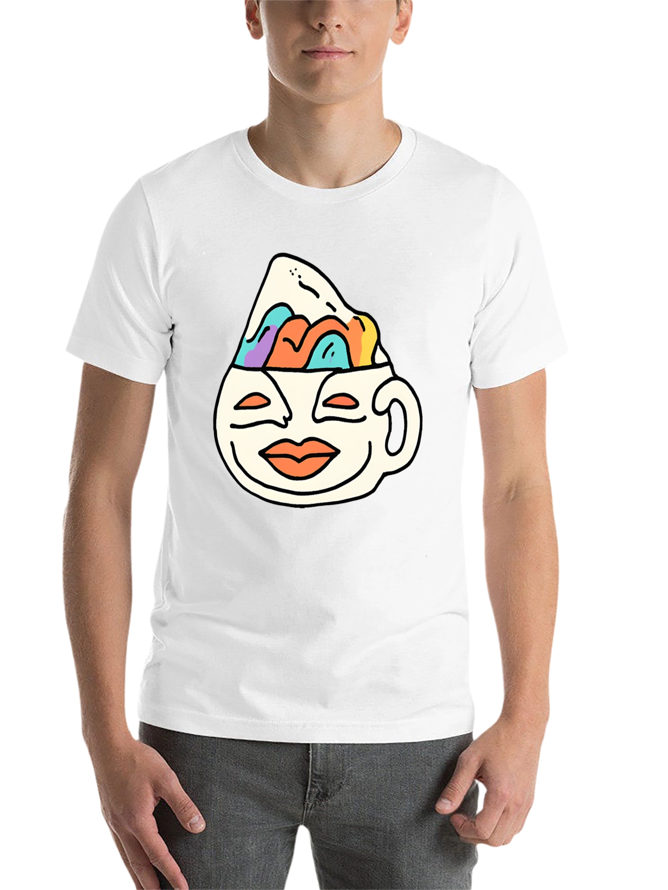 Black Quirky Graphic Tee - Coffee Cup Mountain Design view 14