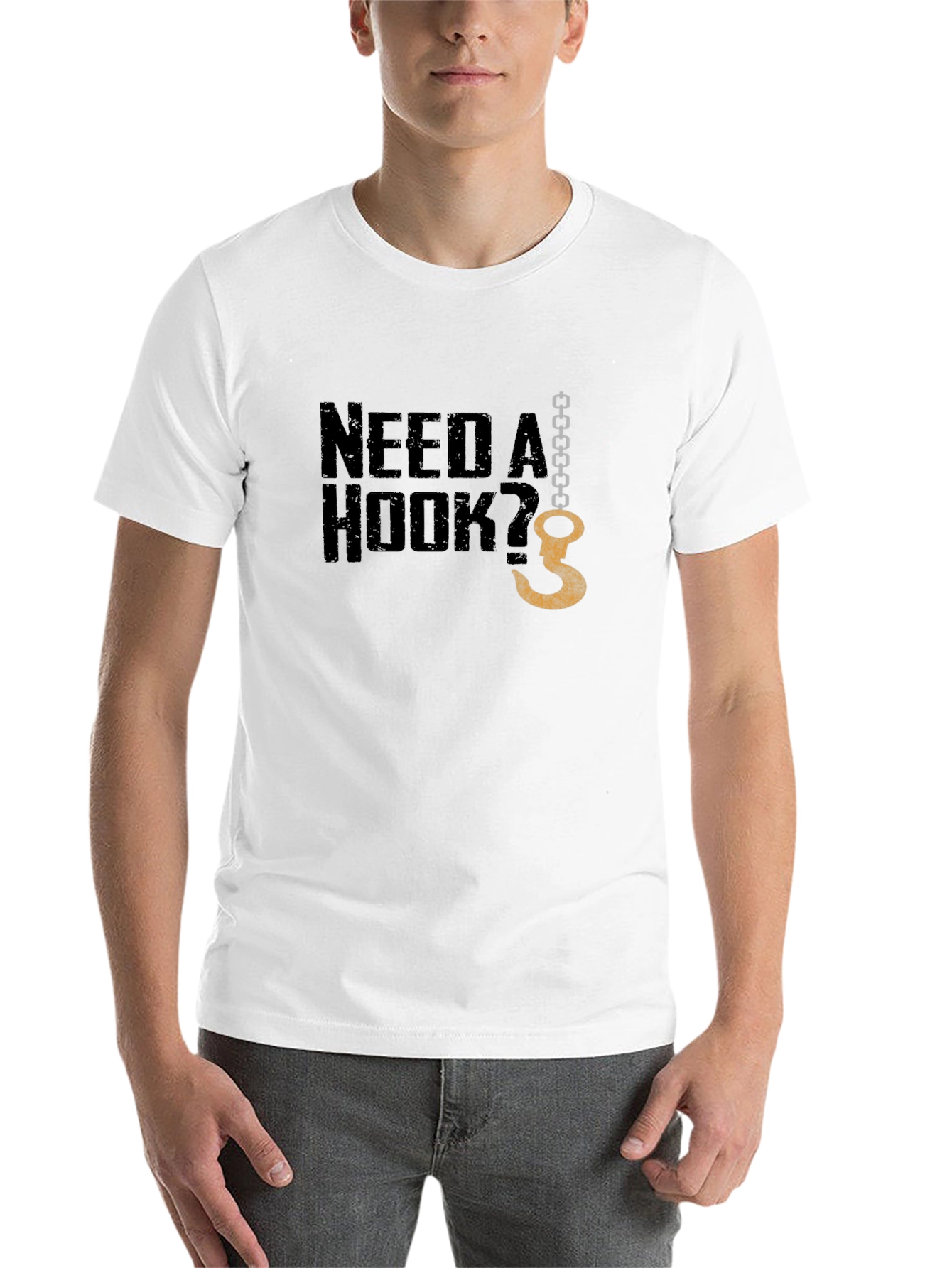 Black Need A Hook? Graphic Men's Black T-Shirt view 14
