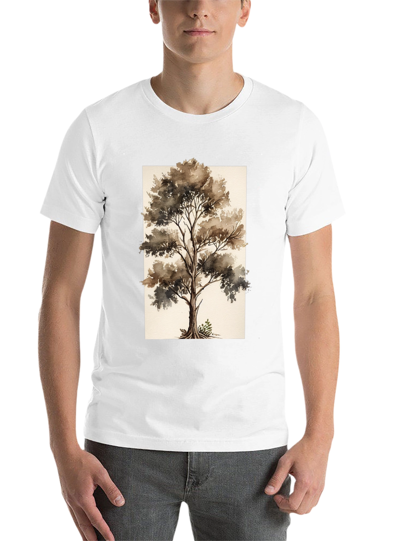 Black Watercolor Tree Graphic Black Tee view 14