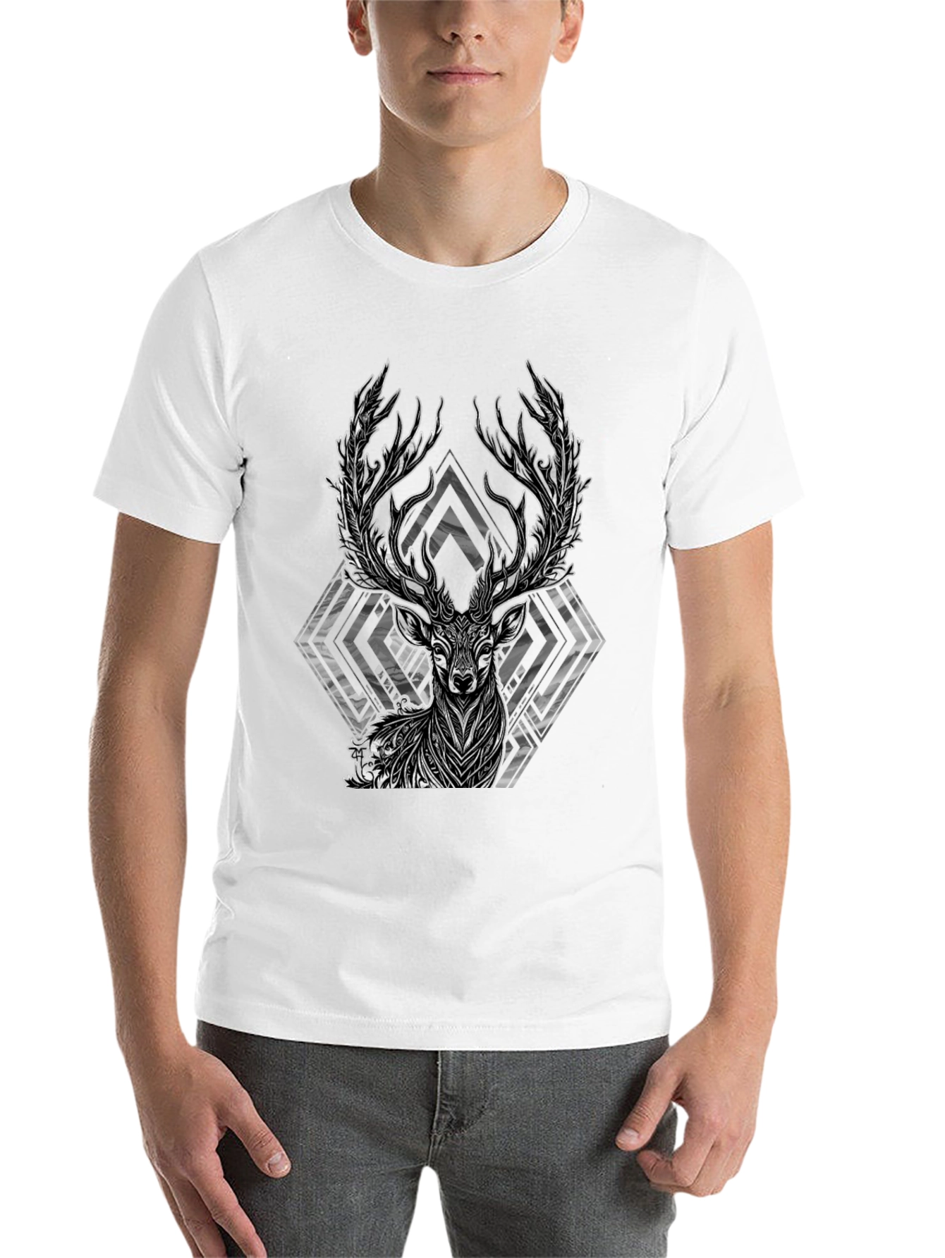 Black Mystic Stag Graphic Tee - Black Cotton Blend view 14
