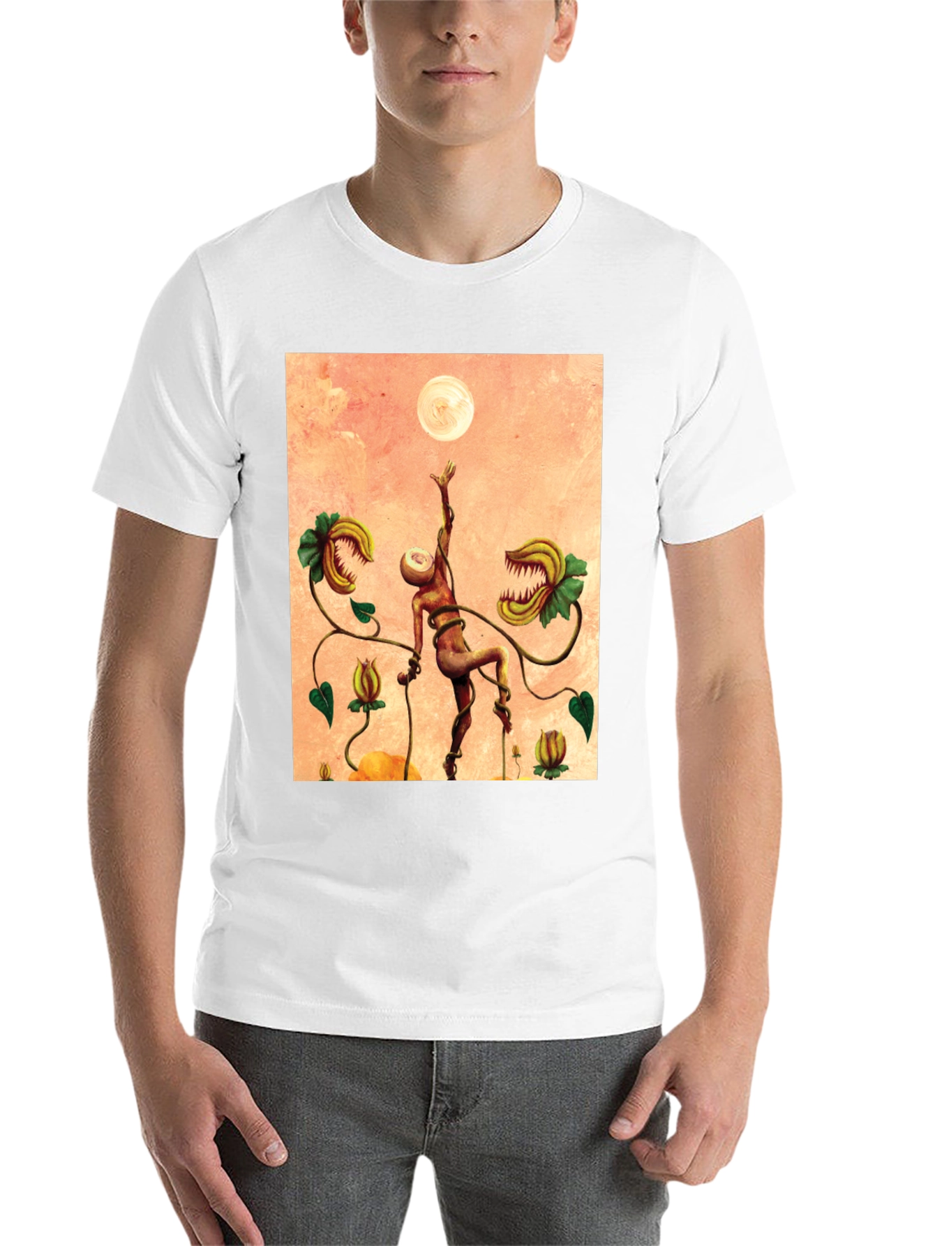 Black Surreal Venus Flytrap Graphic Tee - Unique Art Shirt view 14