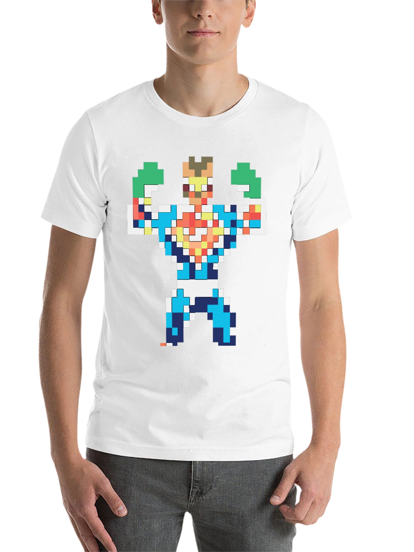 Black Pixelated Hero Graphic T-Shirt - Retro Gaming Style view 14