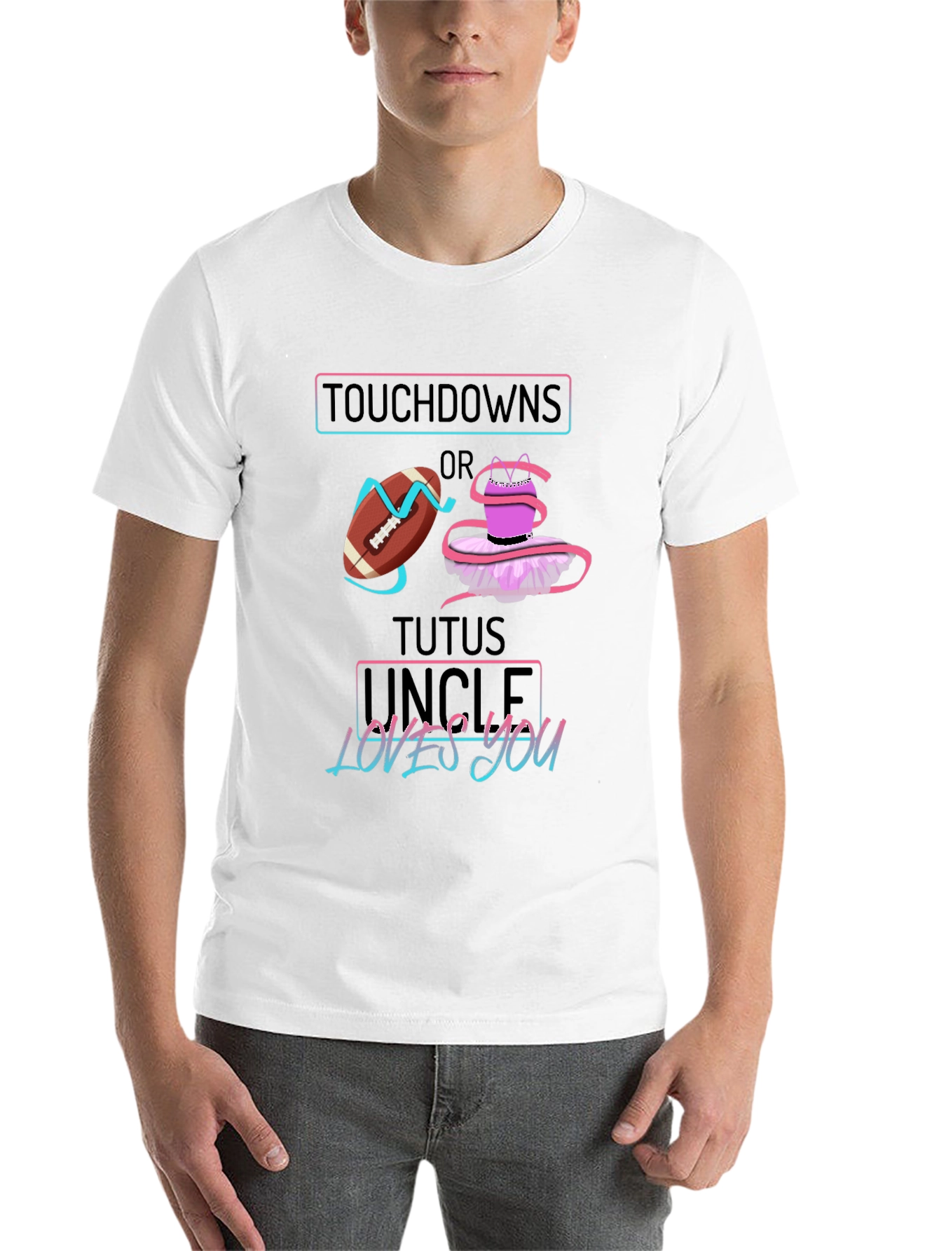 Black Touchdowns or Tutus Uncle Loves You Graphic T-Shirt view 14
