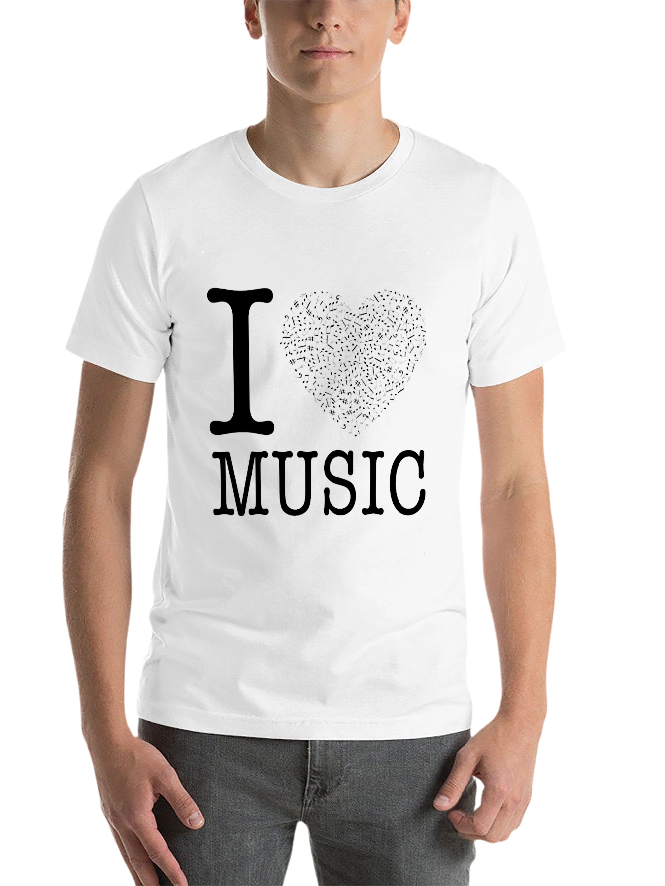 Black I Love Music Black Graphic Tee Shirt view 14