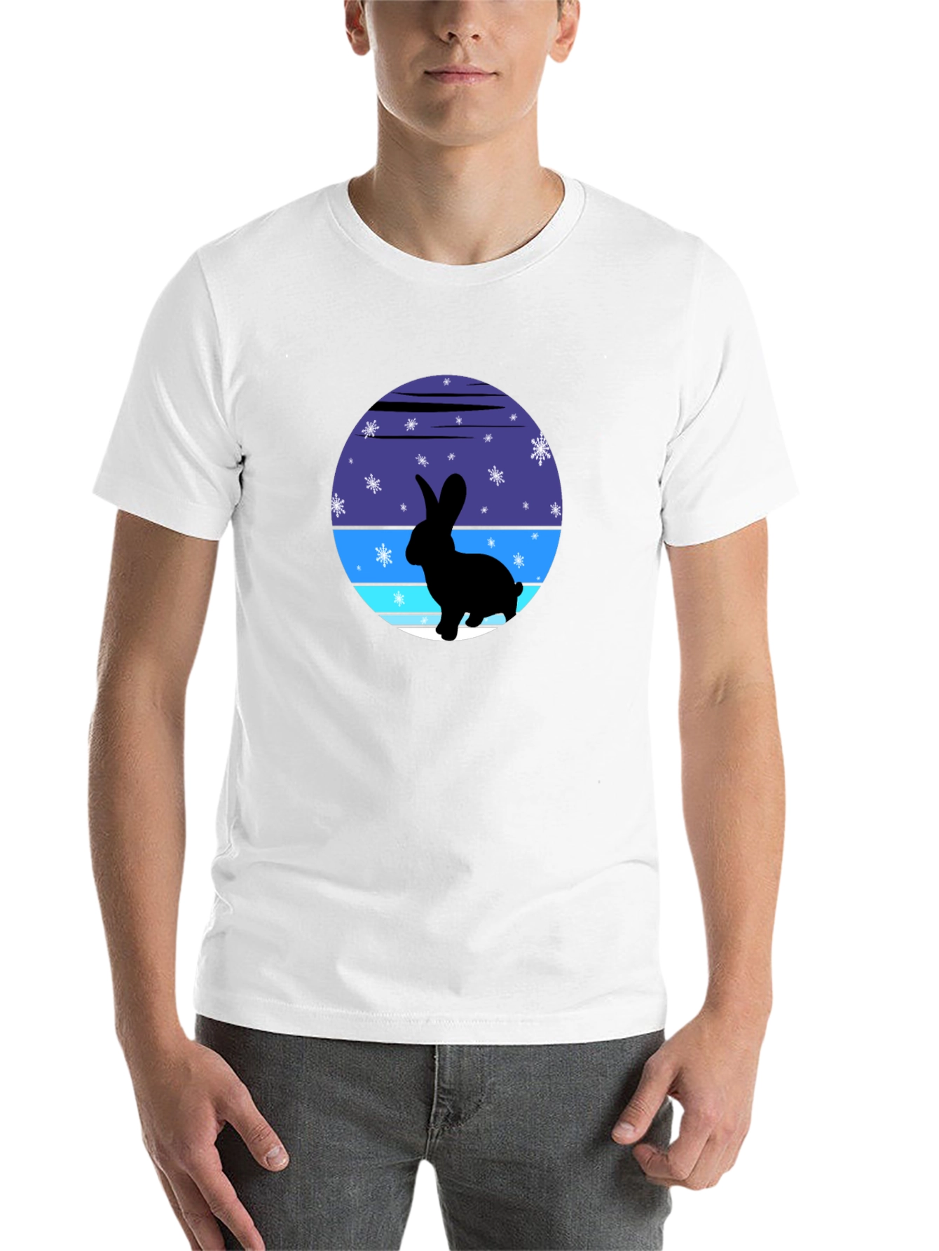 Black Winter Rabbit Graphic Tee - Soft Cotton Blend view 14