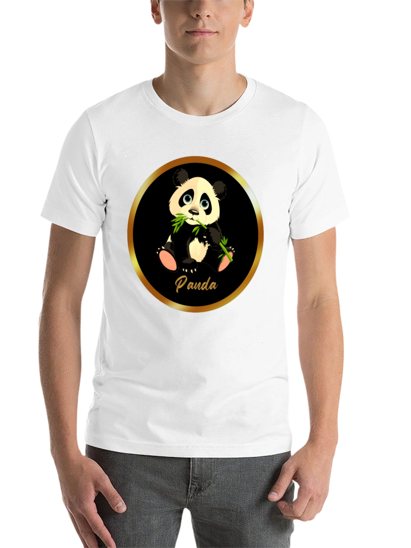 Black Cute Panda T-Shirt - Black Cotton Tee view 14
