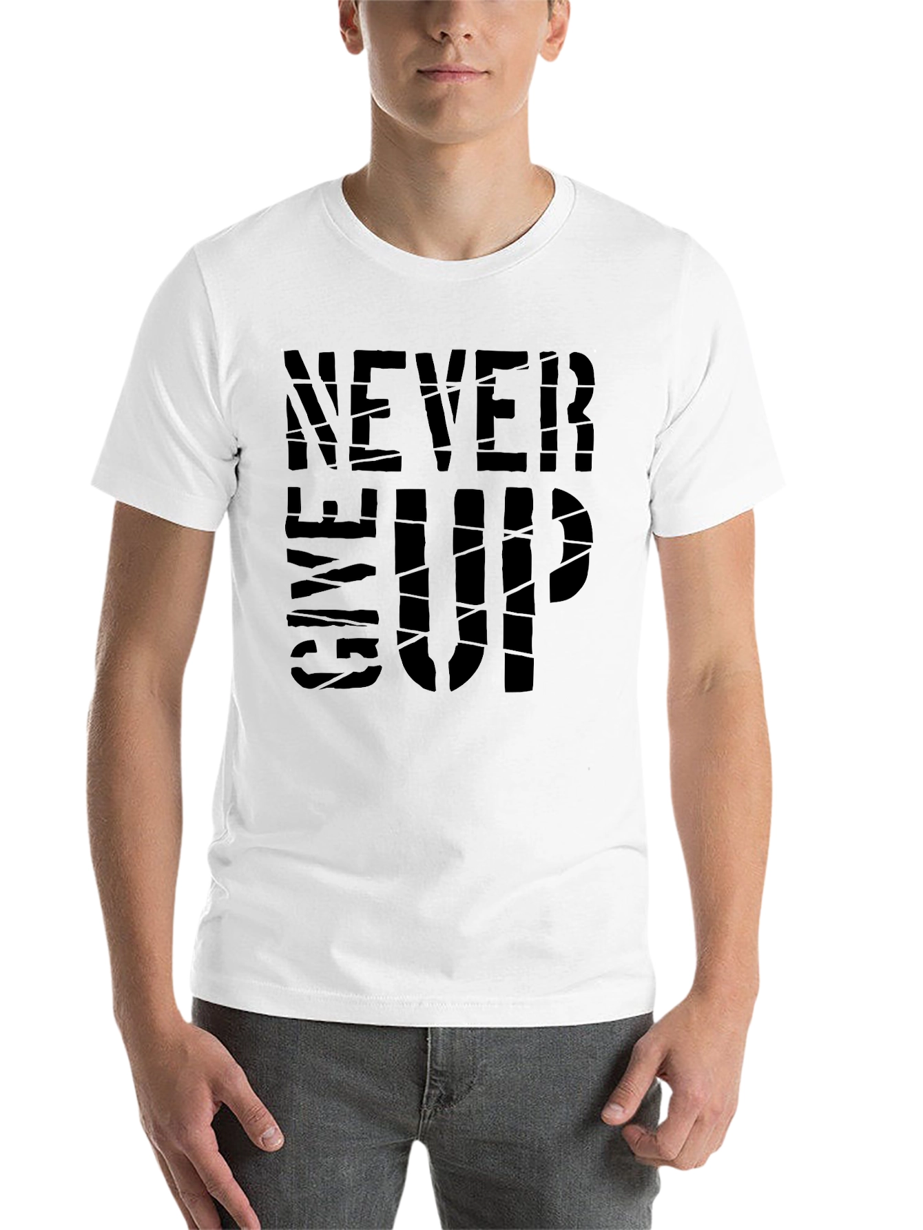 Black Never Give Up Black Graphic Tee view 14