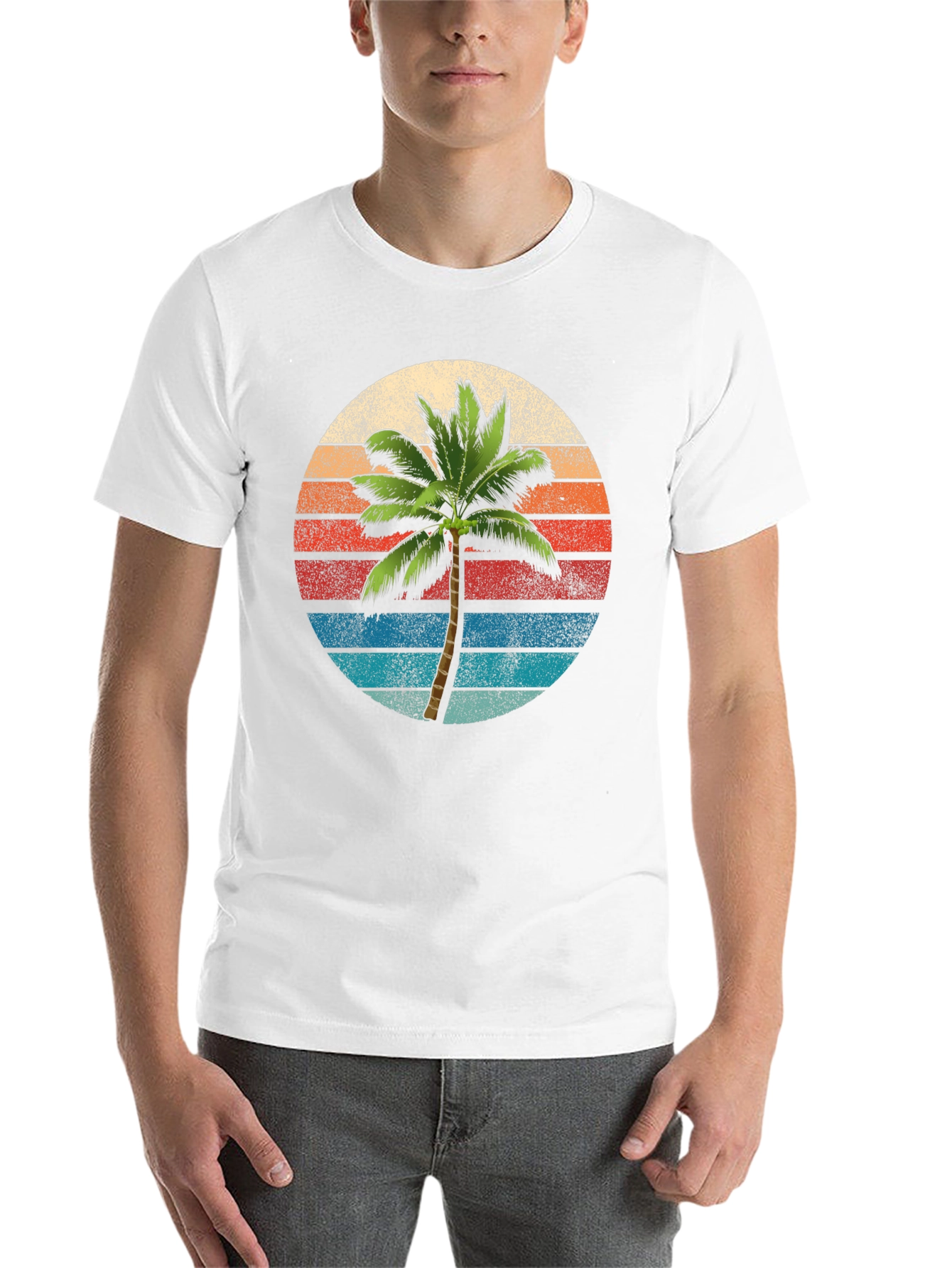 Black Retro Palm Tree Sunset T-Shirt view 14