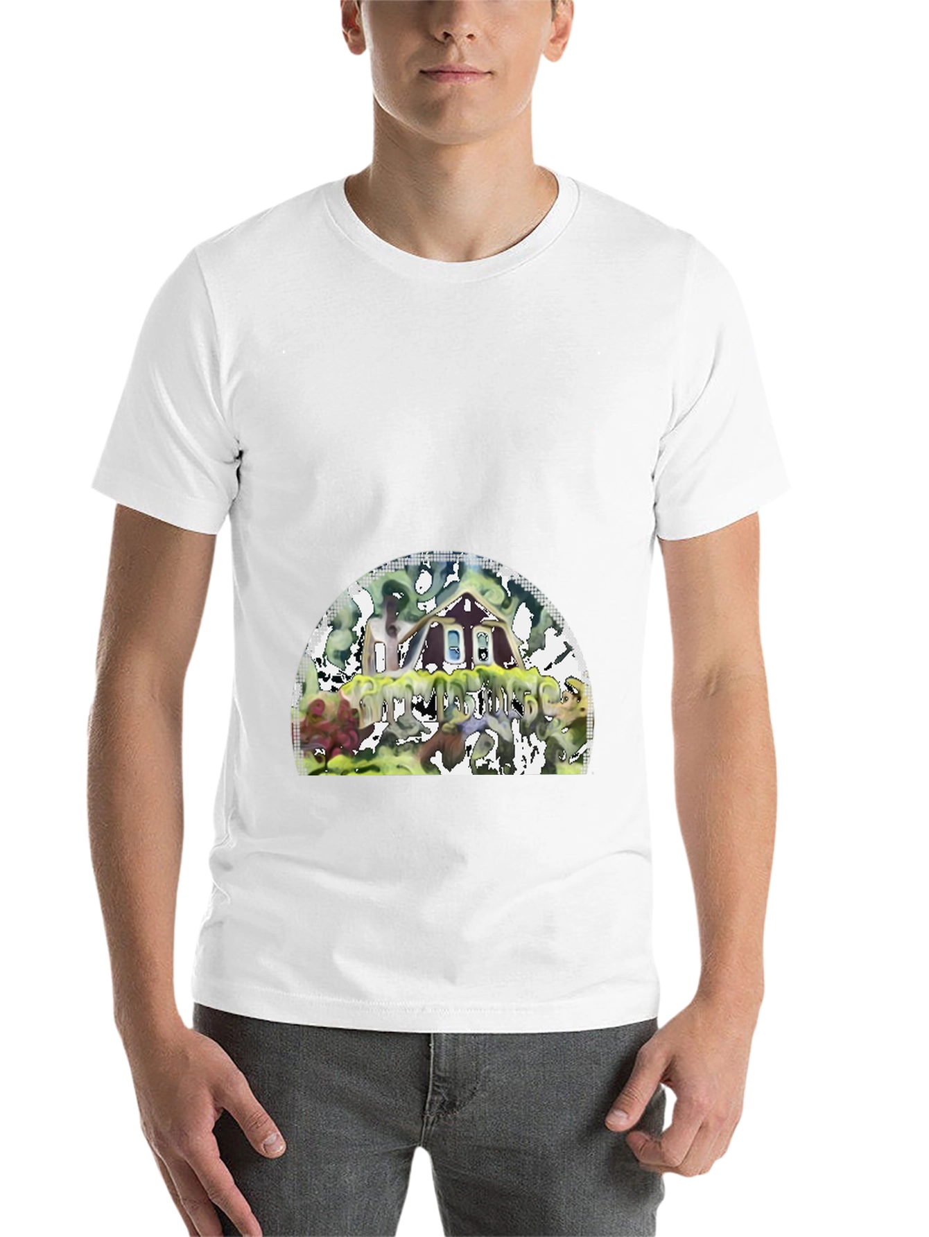 Black Unique Graphic T-Shirt - Abstract House Design view 14