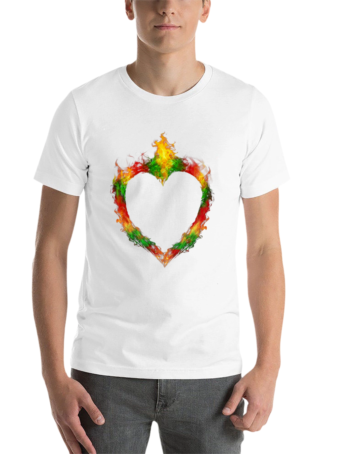 Black Fiery Heart Graphic Black T-Shirt view 14