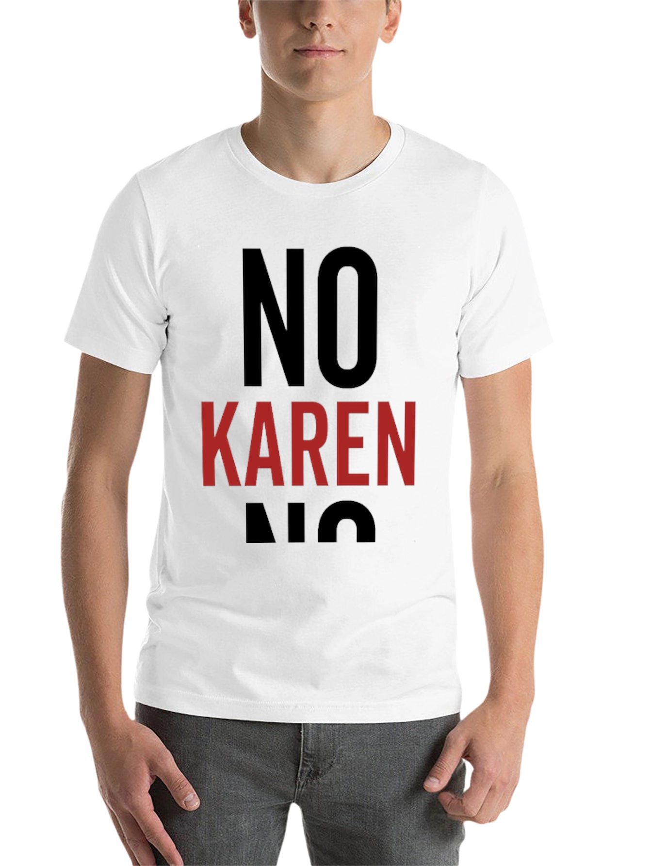 Black No Karen Graphic Tee - Unisex Black Cotton T-Shirt view 14