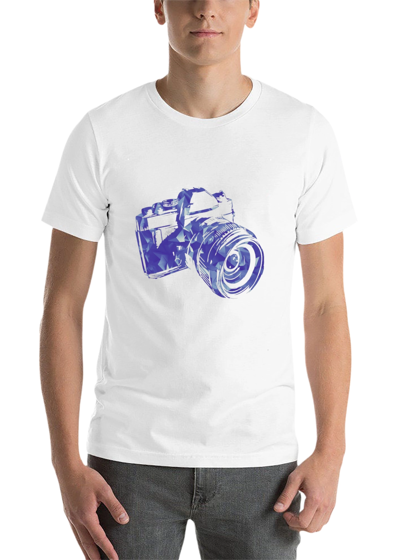 Black Geometric Camera Graphic T-Shirt view 14