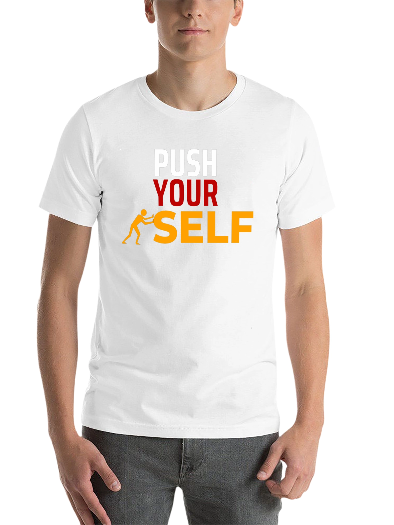 Black Push Yourself Graphic T-Shirt - Motivational Tee view 14