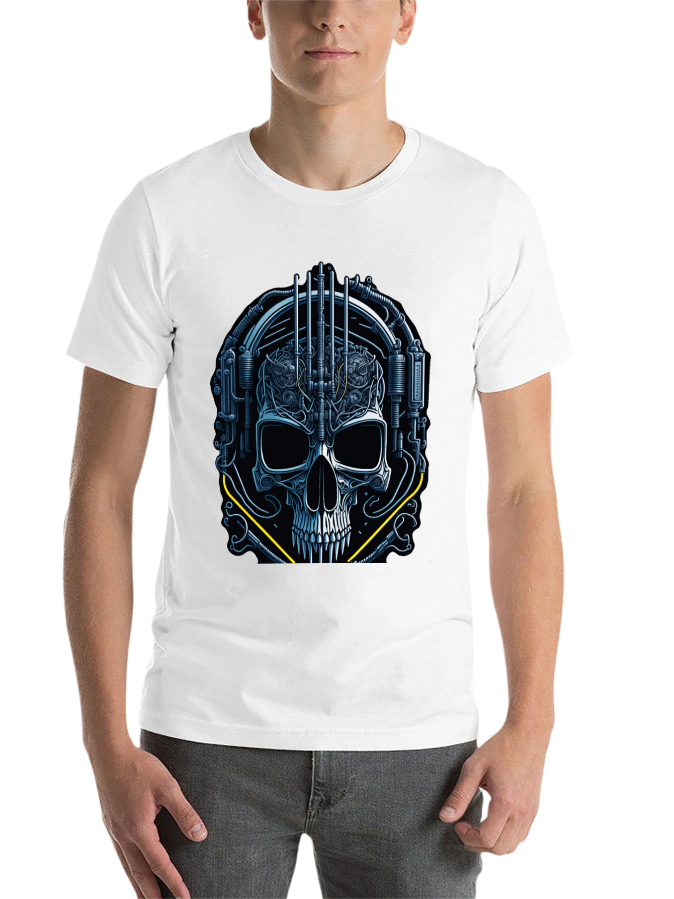 Black Cyberpunk Skull Graphic Tee - Dark Future Style view 14