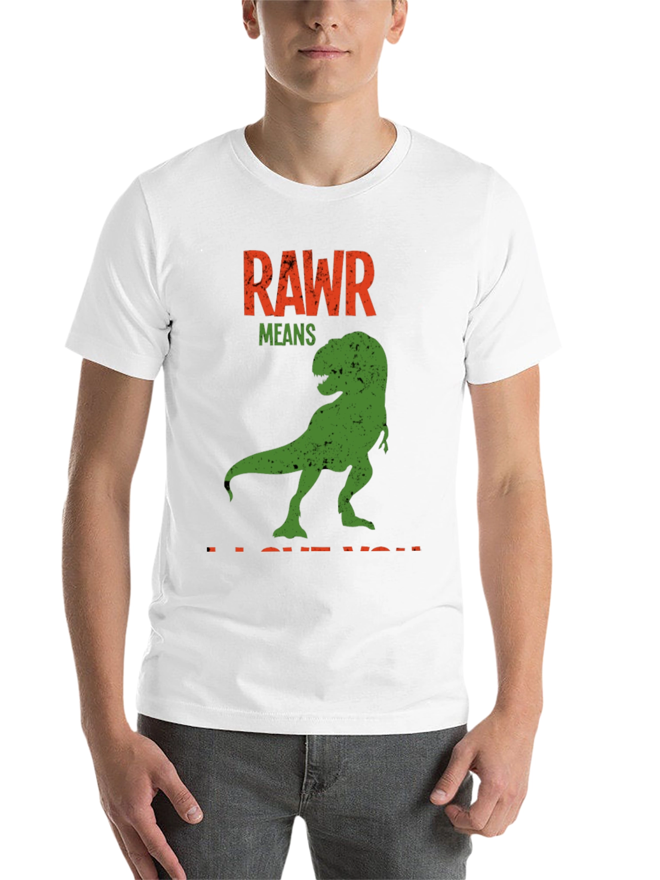 Black Rawr Means I Love You Dinosaur T-Shirt view 14