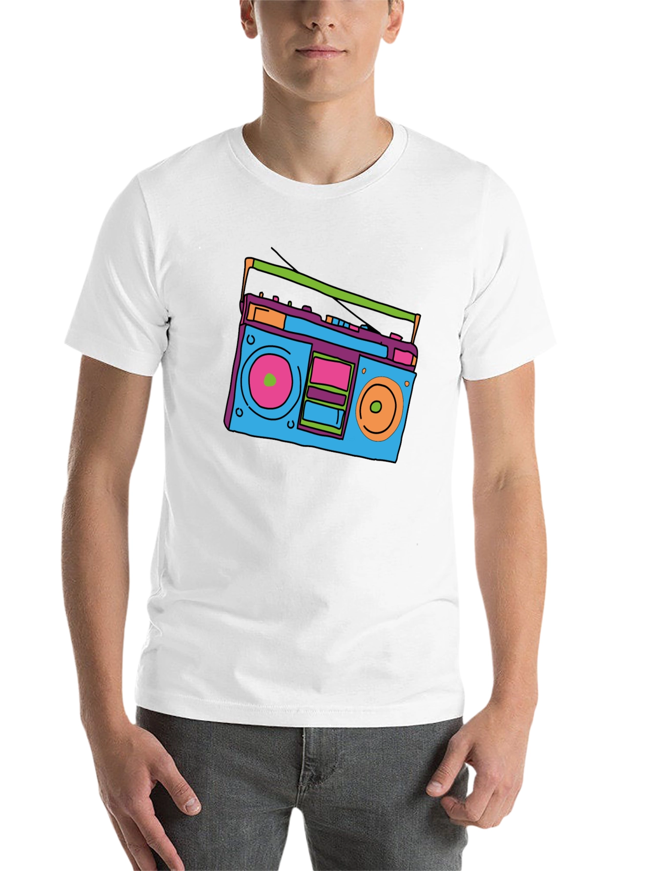 Black Retro Boombox Graphic Tee - Classic 80s Style view 14