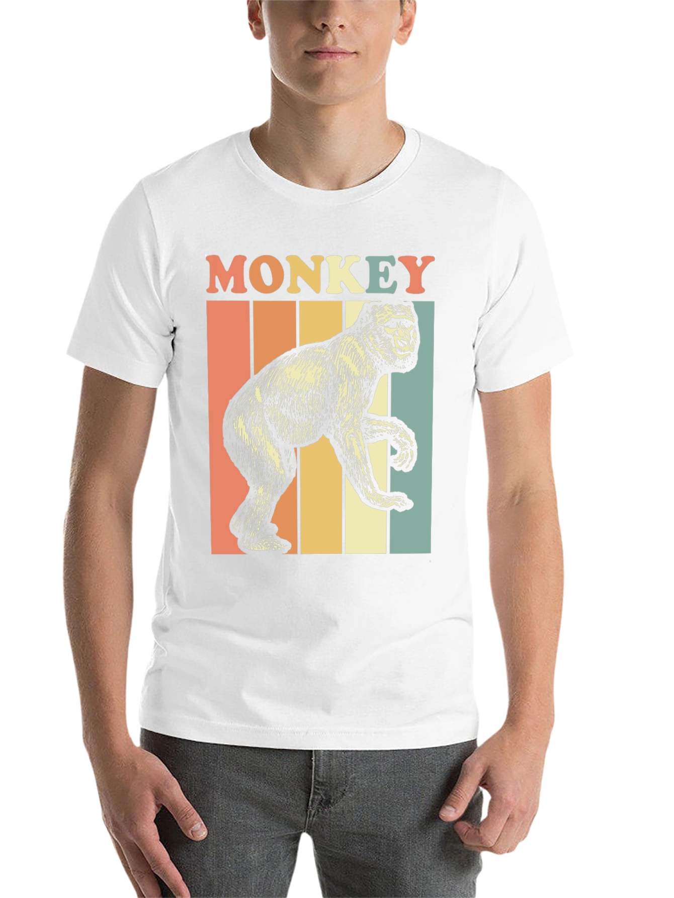 Black Retro Monkey Graphic T-Shirt view 14
