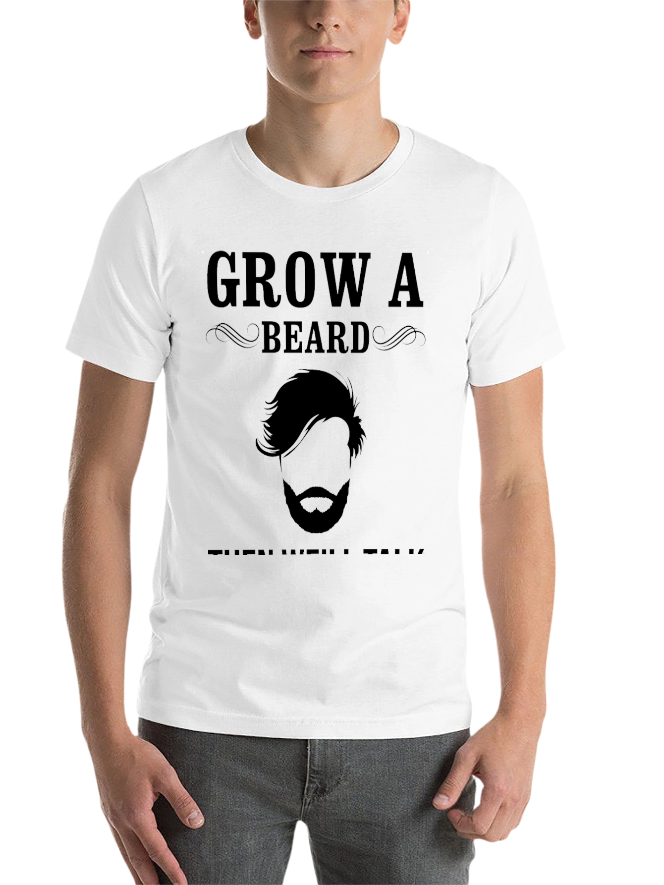 Black Grow a Beard T-Shirt - Funny Men's Tee view 14