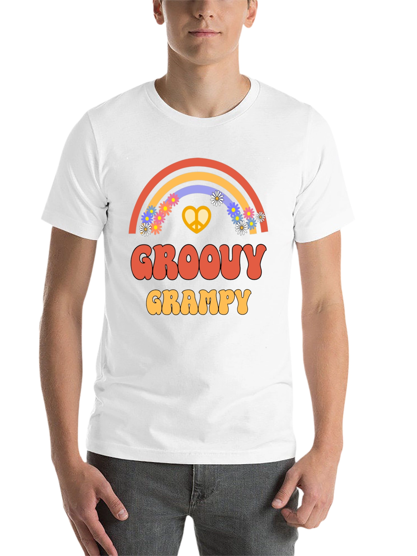 Black Groovy Grampy T-Shirt - Retro Rainbow Design view 14