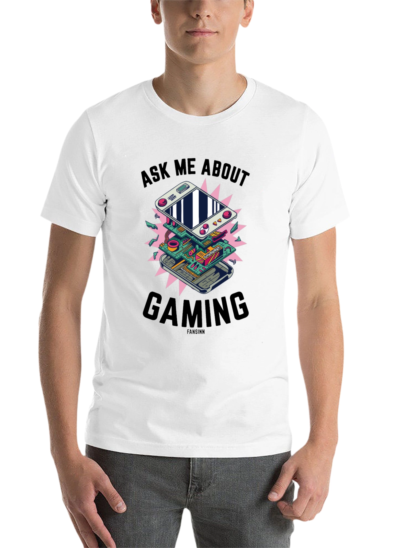 Black Ask Me About Gaming Graphic T-Shirt view 14