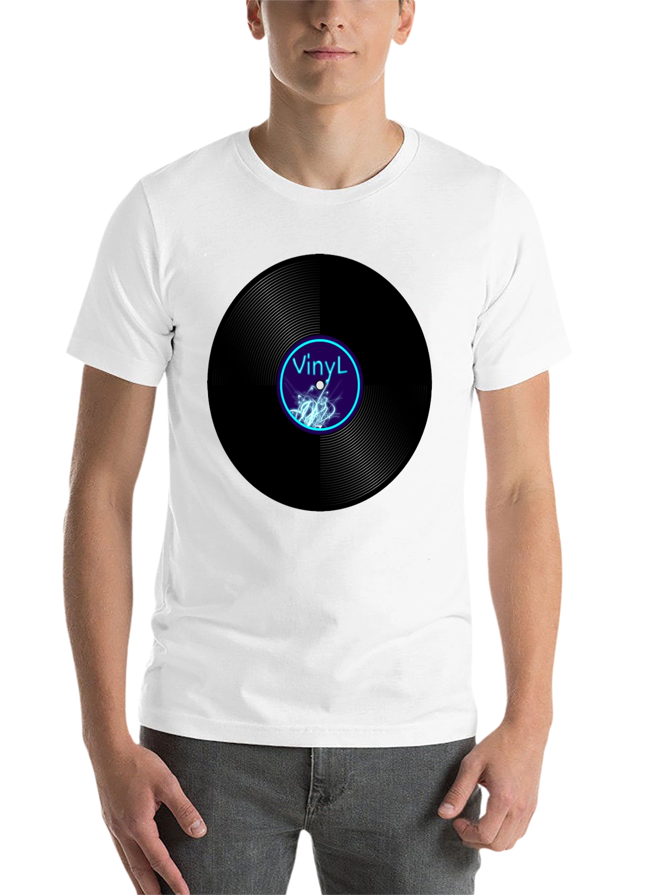 Black Vinyl Record Graphic Tee - Cool Music Lover T-Shirt view 14