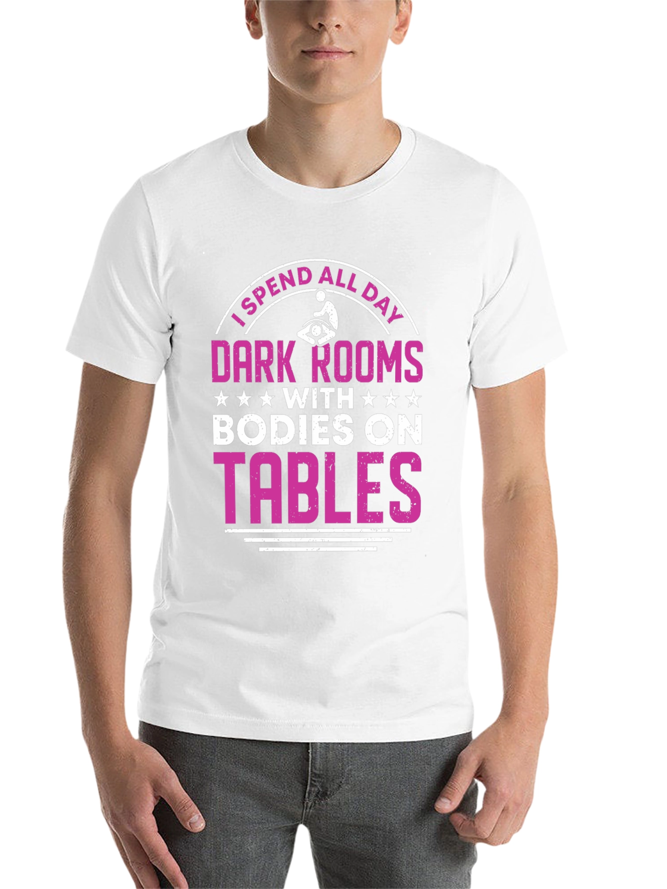 Black Massage Therapist T-Shirt - Dark Rooms, Bodies On Tables view 14