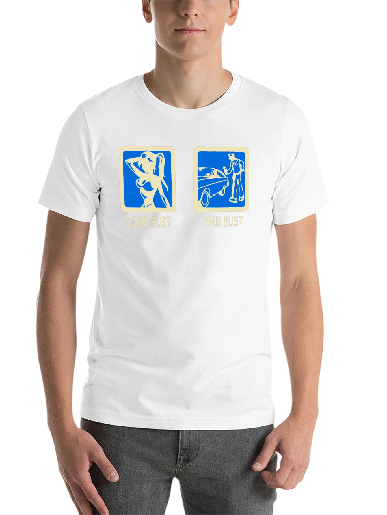 Black Funny "Good Bust Bad Bust" Graphic T-Shirt view 14