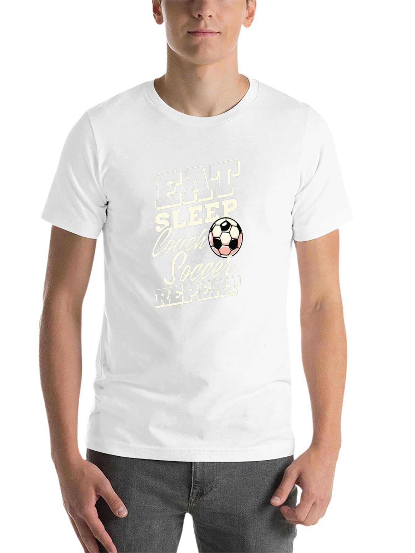 Black Eat Sleep Coach Soccer Repeat Black T-Shirt view 14